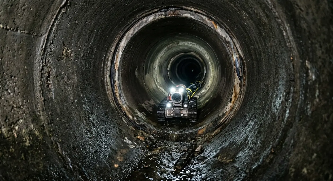 Robotic sewer camera inspecting pipe interior for Sewer Line Repair in Union
